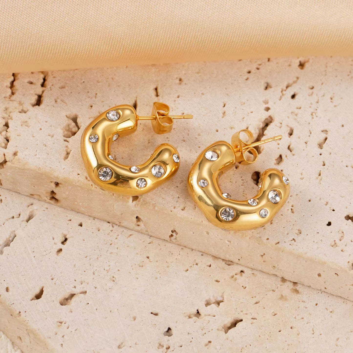 Crystal studded Hoops