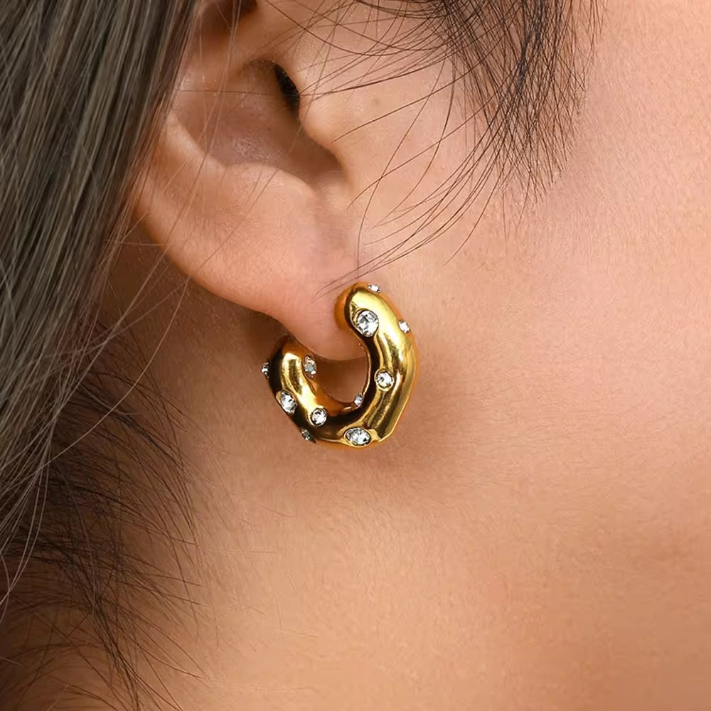 Crystal studded Hoops