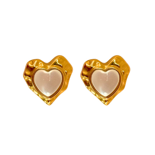 Pearl Heart studs
